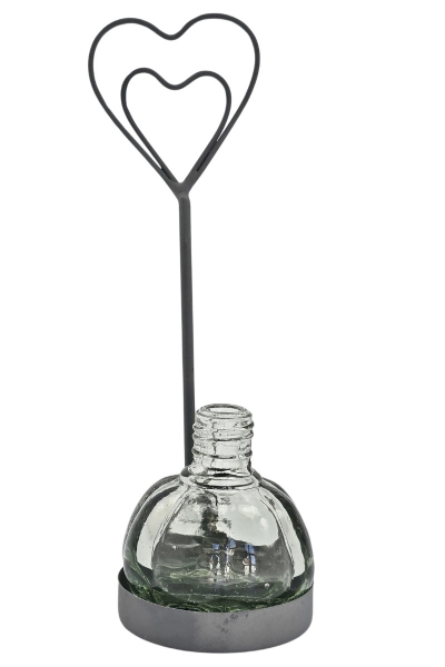 Kartenhalter Zink Ständer mit  Mini Vase